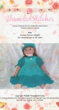 Threadsnstitches - Deanne Eckert - AG1801 For American Girl or 18 inch Doll
