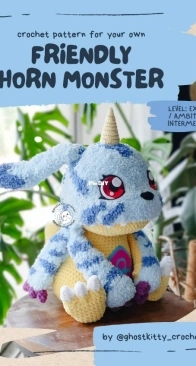 Ghost Kitty Crochet - Sophia - Friendly Horn Monster
