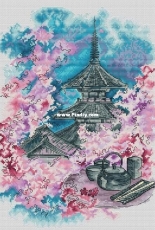 Tea Tasting in the Cherry Blossom From All About Needlework June 2017