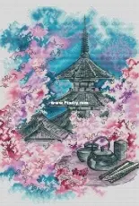 Tea Tasting in the Cherry Blossom From All About Needlework June 2017