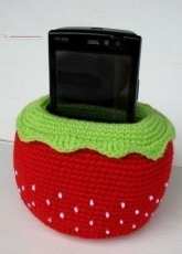 Sky Magenta -  Crochet Cell Phone Holder Strawberry