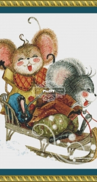 The Cross Stitch Studeio - Cute Mice - Sledding Mice