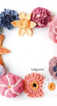 Crochet Pattern Flower Appliques by Luligumispattern, English