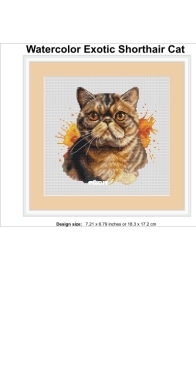 Banani Stitchery - Watercolor Exotic Shorthair Cat by Anna Banani  XSD