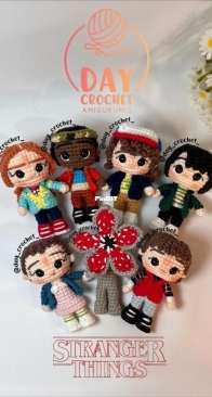 Day Crochet Amigurumis - Stranger Things:  Max, Lucas, Dustin, Mike, Once, Demogorgon, Will - Spanish