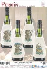 Permin 78-4107 - Blue Teddy Wine Bottle Aprons