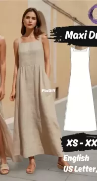 PatternsMod - Maxi Square Neck  Dress