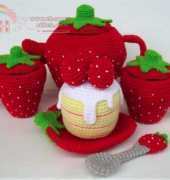 Sky Magenta - Crochet Strawberry Tea Set Pattern