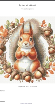 XStitchPatternX - Squirrel With Wreath by Katerina Ayupova