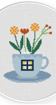Daily Cross Stitch - Teacup Window Planter