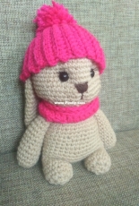 My first knitted toy, oblique hare