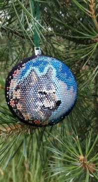 Moon She-wolf - Bead Ball Ornament by Ekaterina Kochkovskaya - Free