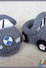 Baby Booties Grey Cars by Lilox Oksana Mik