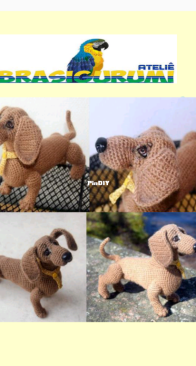 Atelie Brasigurumi - Atelie Ninha Croche - Cachorro Basset Receita - Portuguese