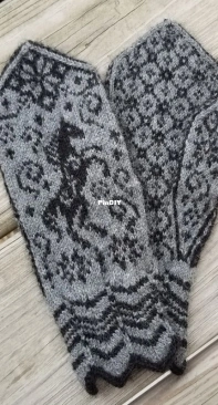 Snow Pony fancy mittens by Claire Butchkoski-Free