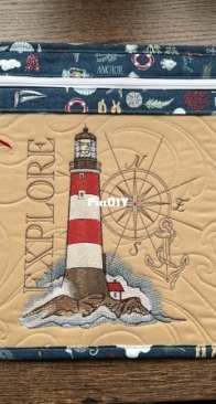 Vinyl Project bag with machine embroiery