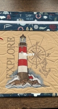 Vinyl Project bag with machine embroiery