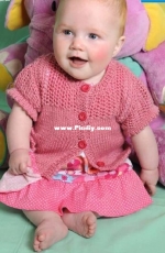 Baby short sleeve cardigan, Size Birth - 12 months Pattern & garment by: Dorothy Jacobs