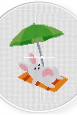 Daily Cross Stitch -  Sunbathing Bunny