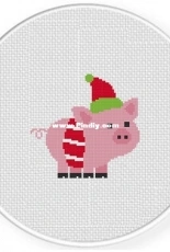 Daily Cross Stitch - Holiday Pig 2