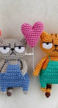 Crochet Pattern By Lily - moi prelesti - Liliya Sharipova - Лилия Шарипова - Cat Valentin Brooch - Брошь Кот Валентин - Russian