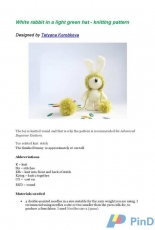 Deniza-White Rabbit in a Light Green Hat by Tetyana Korobkova