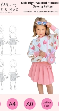 Ellie and Mac - High Waisted Pleated Skirt - Sizes 2T-18 Years