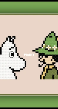 Cross Stitch Quest - Moomin - Moomintroll and Snufkin - free