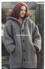 Lion Brand-60588-Hand-Knit Darbury Hooded Sweater Jacket-Free.