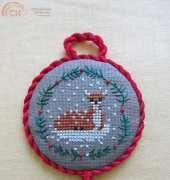 Winter Fawn cross stitch ornament