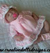 Creative Doll-  Designs 57 Dress Outfit, Mop Cap 15-18 inch reborn or prem baby