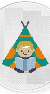 Daily Cross Stitch - Little Kid in Teepee