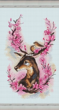 Deer and Sakura by Lena Averina / Pavlova