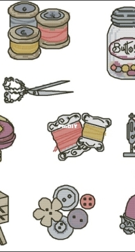 Crazy for Vintage Sewing by Jenny Barton from Cross Stitch Crazy 229 PCS + XSD