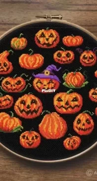 Tiny cross stitch - halloween pumkins by Aleksei Shmyrov