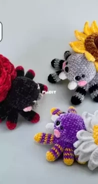 Wyshine crochet - Flower Spider : Sunflower, Daisy and Rose