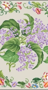 Berlin Woolwork - A.Nicolai - Lilac Branches and bindweed flowers  SAGA