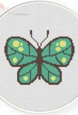 Daily Cross Stitch  - Green Butterfly