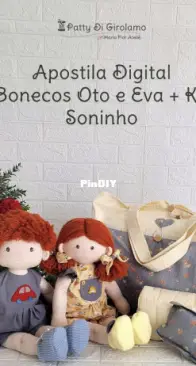 Maria Flor Ateliê - Patty Di Girolamo - Oto and Eva dolls + Sleepy Kit - Bonecos Oto e Eva + Kit Soninho - Portuguese