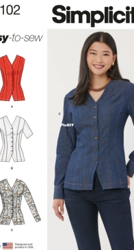 Simplicity Sewing Pattern Misses' Shirt with Sleeve Variations - S3102 - Sizes 18-26