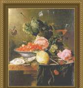 Classic Cross Stitch   FR 9305 Vase of Flowers Grapes and Peaches