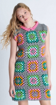 Yarnspirations - Red Heart RHC0114-034395M - Granny Square Crochet Dress - Free