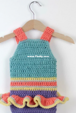 Croby Patterns - Doroteja - Crochet Baby Romper Mermaid Princess  - Free