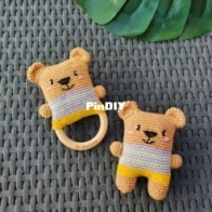 Gek op Haken - Haakidee - Annemarie Arts - Rattle and Cuddle Sam the Bear - Rammelaar en Knuffel Sam de Beer - Dutch