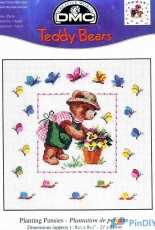 DMC XC1232A-Teddy Bears - Planting Pansies