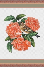 Chaffinch on Orange Roses by Serafima Abramova / Серафима Абрамова