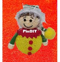 Christmas elf on a yellow ledball