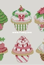 Janlynn 021-1390 Christmas Cupcake Ornaments in PAT / DMC