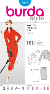 Burda Style - 7248 - Suit with Skirt and Jacket - Sizes 36-46