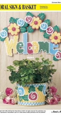 Annies Attic Floral Sign and Basket by Janna Britton 4 Home Decor Plastic Canvas